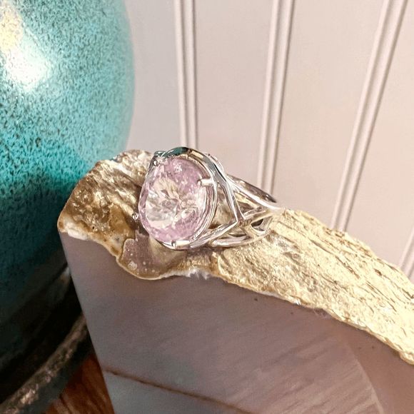 #029 Heirloom Pink Kunzanite Sterling Silver Ring Size 9 - Picture 1 of 5